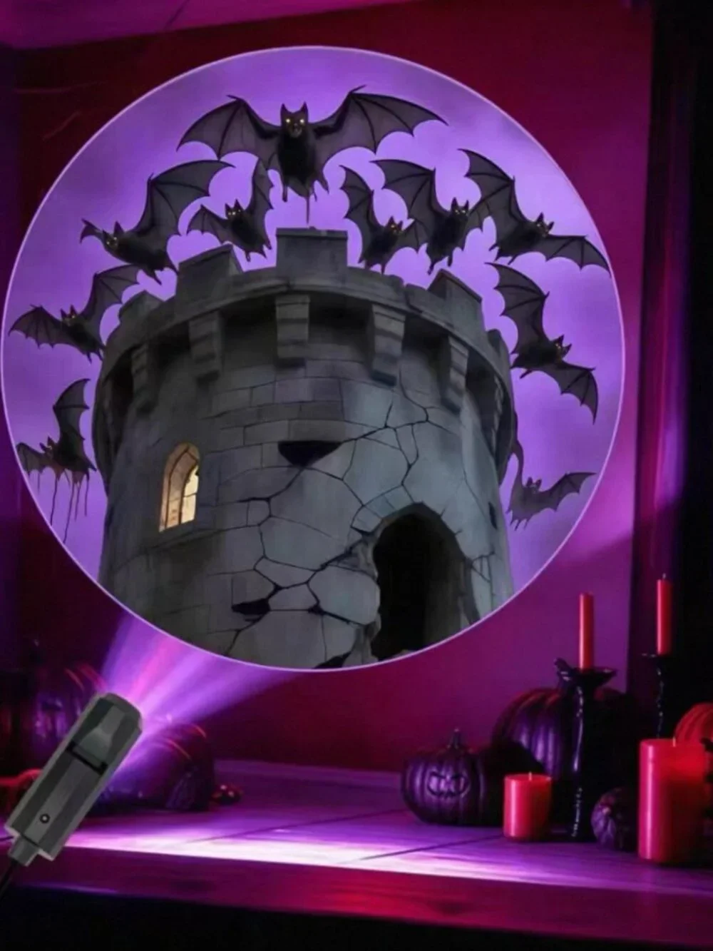 USB Halloween Projector Lamp 6 Patterns Ghost Skull Party Wall Decor Light